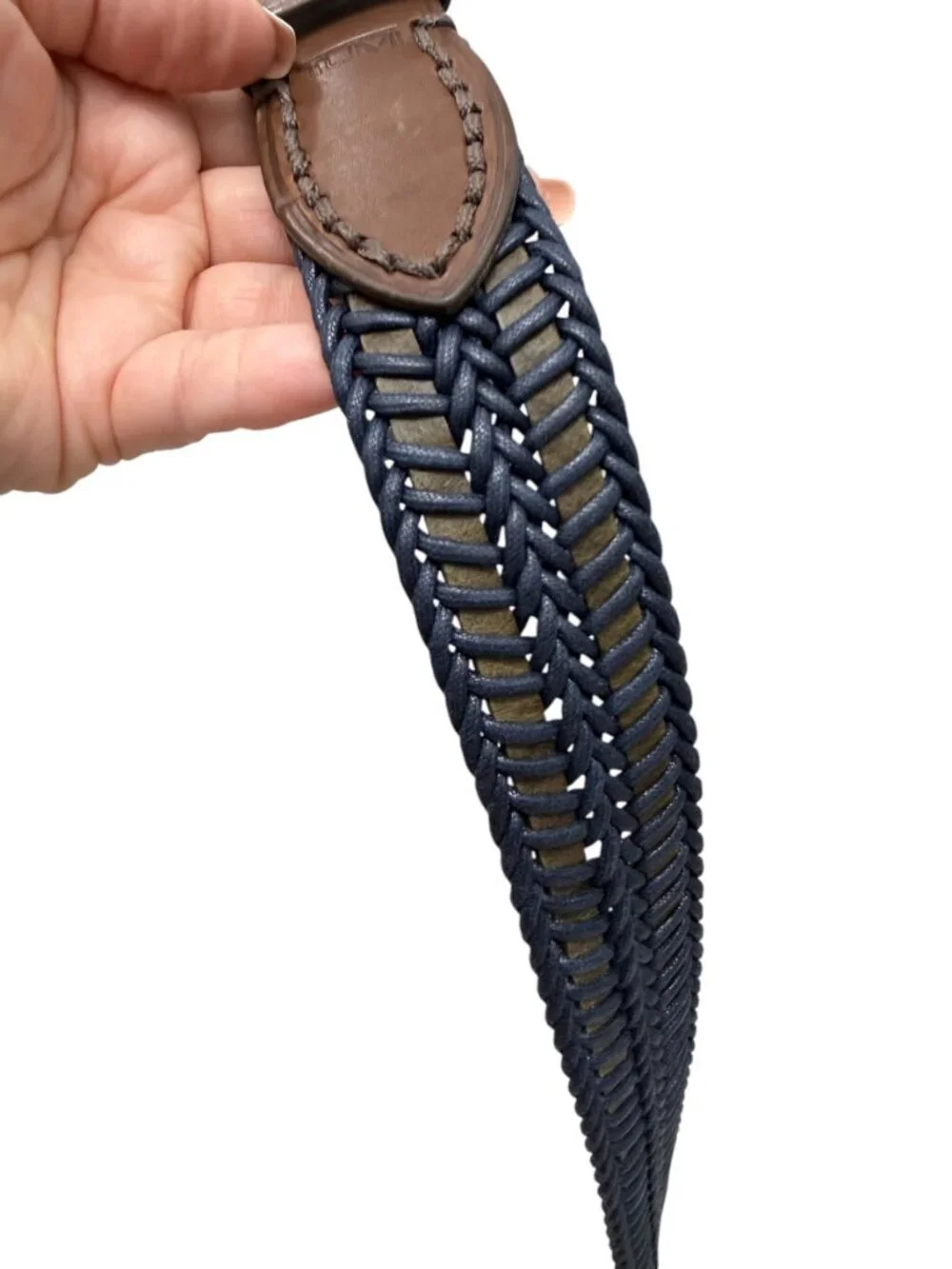 TUMI Leather Cord Woven Braided Men's Belt Size 38/95 Discontinued Style 15316
